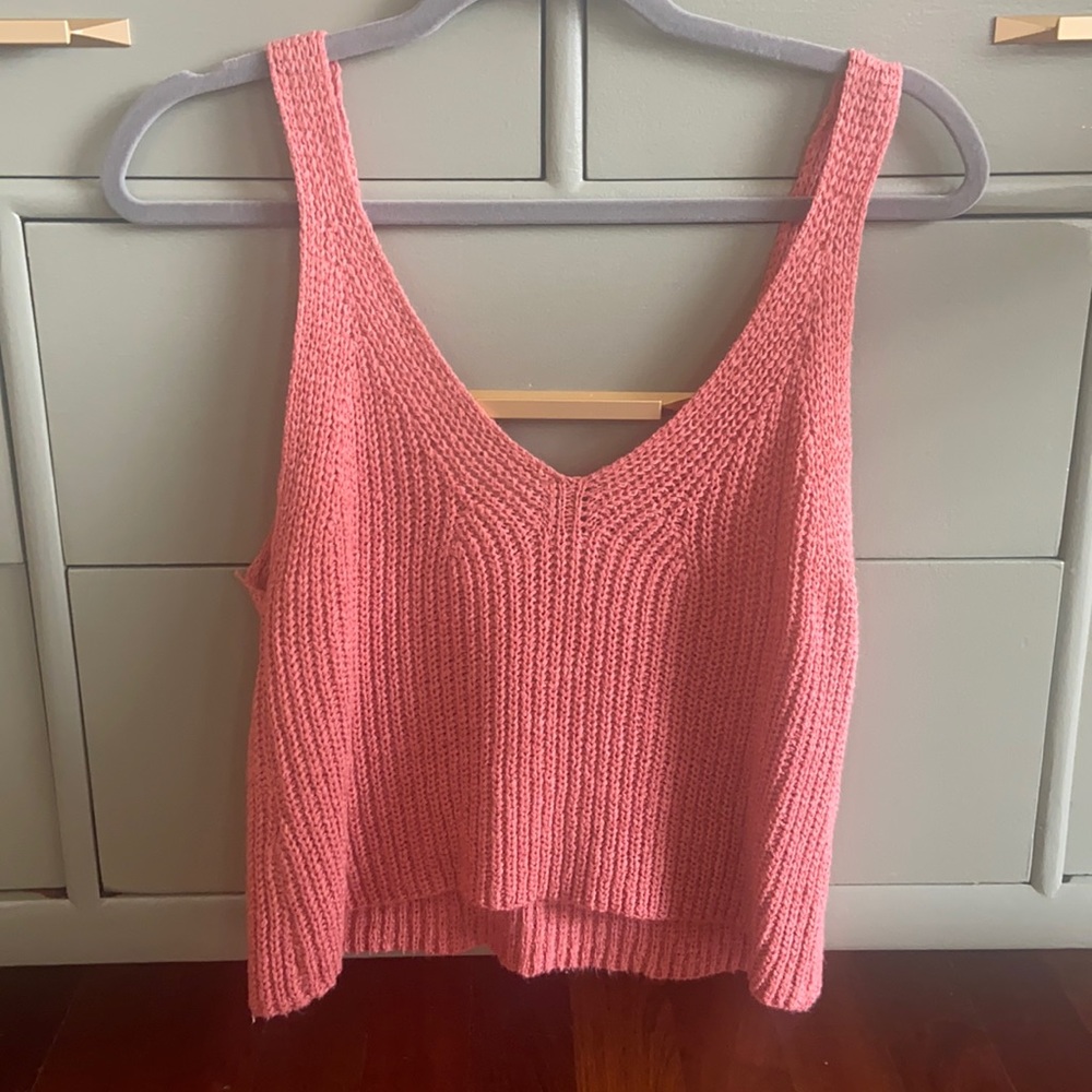 She + sky -Pink knitted tank top